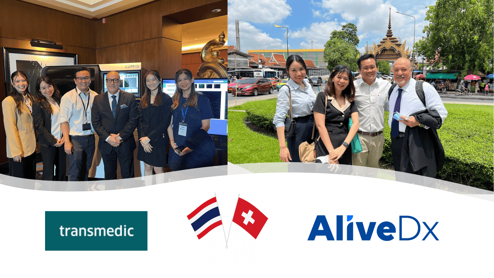 AliveDx and Transmedic teams celebrate a partnership.